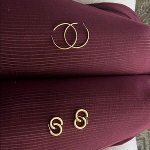 3 pairs of Madewell gold hoops
